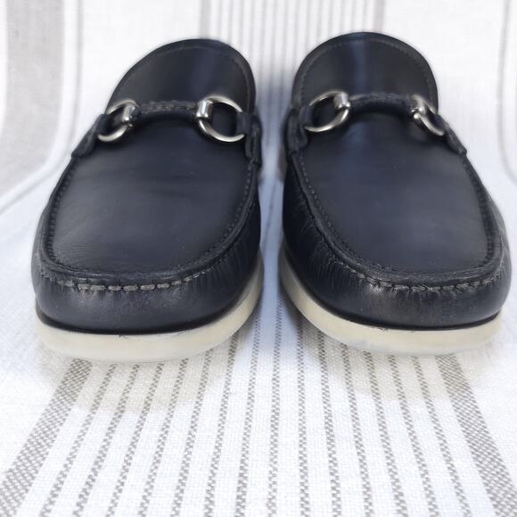 MAGNANNI Shoes Mens 8.5 Navy Blue Leather Bit Marbella Loafers Preppy Docksiders - Picture 5 of 14